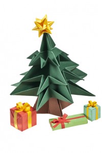 Origami Christmas tree and gifts