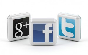 social media buttons - Facebook, Twitter, and Google +